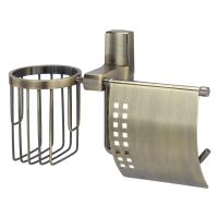 Держатель туалетной бумаги с крышкой и освежителя WasserKraft Exter K-5259 светлая бронза