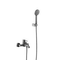 Смеситель для ванны Aquatek Европа с душевым набором AQ1349BGM шлифованный чёрный хром