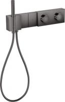Термостат Axor Edge Select (внешняя часть для 2 потребителей) с алмазной огранкой 46701330 полированный чёрный хром