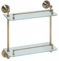 Полка для душа двойная Bemeta Retro 400 мм с ограничителем 144102127 бронза