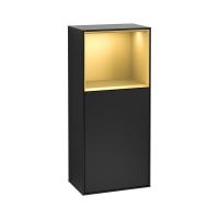 Тумба Villeroy & Boch Finion 418х270х936 мм петли слева, с зарядной станцией F520HFPD чёрный матовый/матовое золото