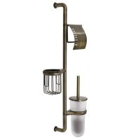 Стойка с держателем туалетной бумаги, освежителем воздуха и ёршиком WasserKraft Exter K-1458 светлая бронза