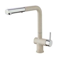 Смеситель для кухни Paini Cox с выдвижной лейкой HD94566CR1KM бежевый гранит/хром