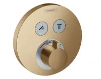 Термостат Hansgrohe ShowerSelect S (внешняя часть для 2 потребителей) 15743140 шлифованная бронза