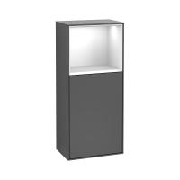 Тумба Villeroy & Boch Finion 418х270х936 мм петли справа, с зарядной станцией F530MTGK матовый антрацит/белый матовый