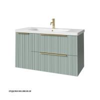 Тумба под раковину Caprigo Rain-Smalty 100 976х446 мм (2 ящика, 1 дверь) 36515L EML 043 бело-голубой