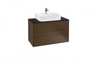 Тумба под раковину Villeroy & Boch Finion 1000х501 мм F10200GN орех/чёрный