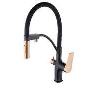 Смеситель для кухни Lemark Bronx с подключением к фильтру LM3761BLR чёрный/золото