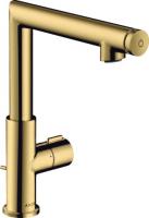 Смеситель для раковины Axor Uno Select 220 ComfortZone 45016990 полированное золото
