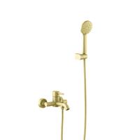 Смеситель для ванны Aquatek Европа с душевым набором AQ1349BG шлифованное золото