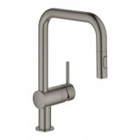 Смеситель для кухни Grohe Minta с выдвижным изливом 32 322 AL2 тёмный графит матовый