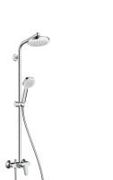 Душевая система с однорычажным смесителем для душа Hansgrohe Crometta Showerpipe 160 1jet 27266400 белый/хром