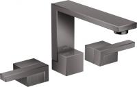 Смеситель для раковины Axor Edge 130 ComfortZone на 3 отверстия, с алмазной огранкой 46051330 полированный чёрный хром