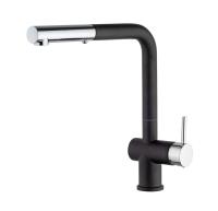 Смеситель для кухни Paini Cox с выдвижной лейкой HD44566CR1KM чёрный/хром
