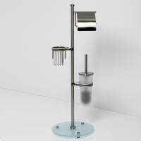 Стойка с держателем туалетной бумаги, освежителем воздуха и ёршиком WasserKraft Ammer K-1236 никель