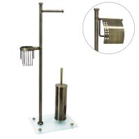 Стойка с держателем туалетной бумаги, освежителем воздуха и ёршиком WasserKraft Exter K-1234 светлая бронза