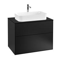 Тумба под раковину Villeroy & Boch Finion 800х501 мм F22200PD чёрный матовый/чёрный