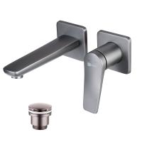 Смеситель для раковины Lemark Bronx настенный LM3736GM графит