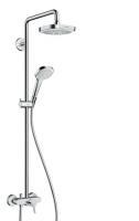 Душевая система с однорычажным смесителем для душа Hansgrohe Croma Select E Showerpipe 180 2jet 27258400 белый/хром